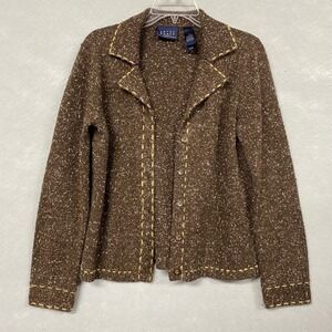 VTG Crazy Horse Sweater Women's M Brown Earthy Eclectic Button Up Boho Hippie